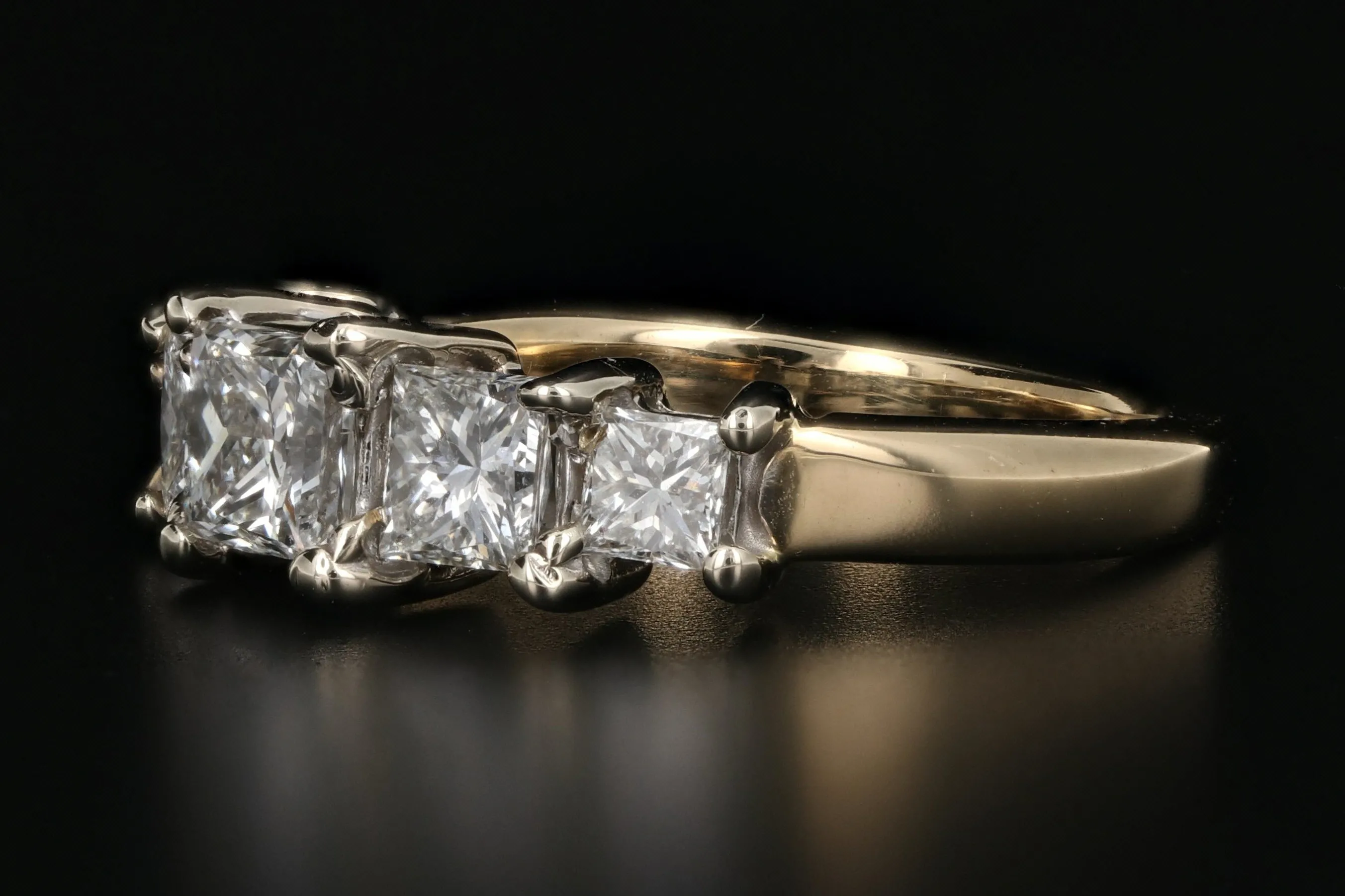 18K White & Yellow Gold Princess Cut .56 CTR Diamond 1 CTW Diamond Ring