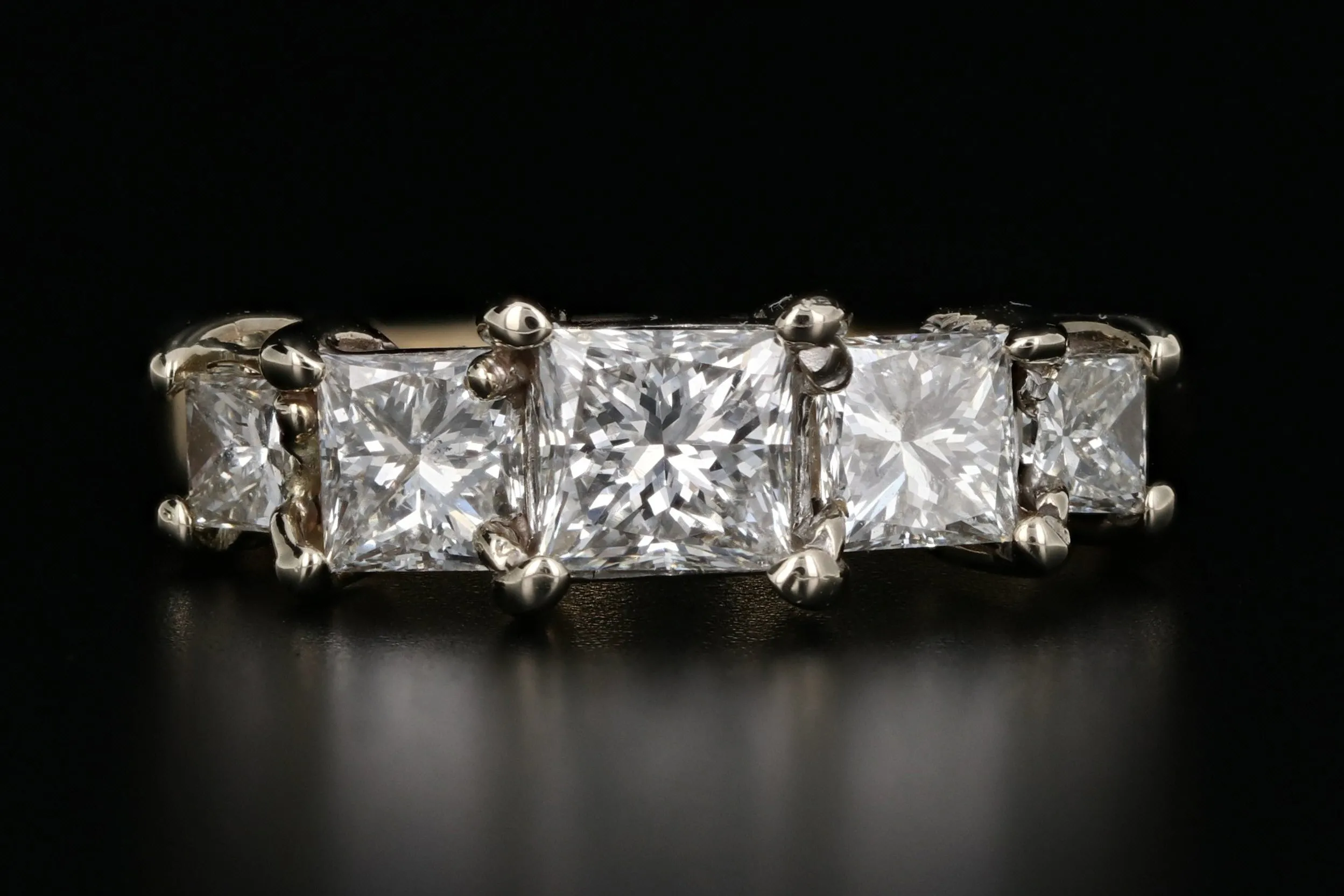 18K White & Yellow Gold Princess Cut .56 CTR Diamond 1 CTW Diamond Ring