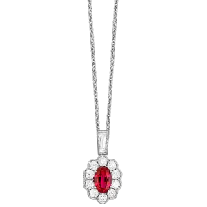 18K White Ruby and Natural Diamond 17 inch Necklace