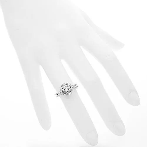 18K White Solid Gold Diamond Engagement Ring 1.25 Ctw