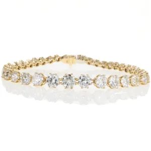 18K Yellow Gold Victorian Style 14 Carat Old European Diamond Tennis Bracelet