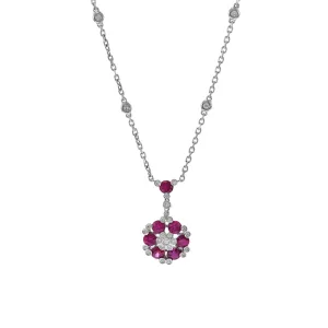 18KT White Gold Ruby and Diamond Necklace