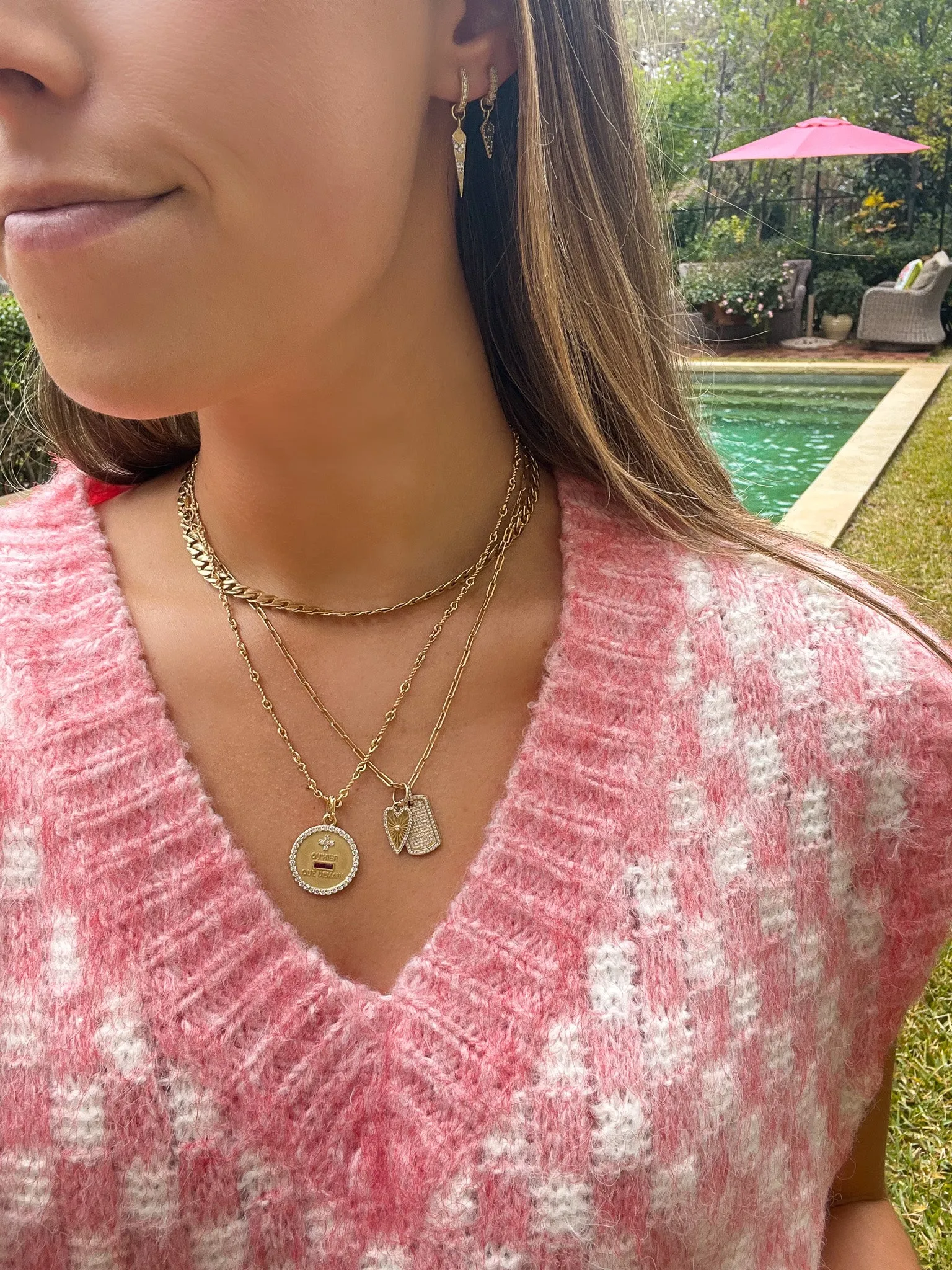 18KY Emerald and Diamond Qu'Hier Que Demain Love Token
