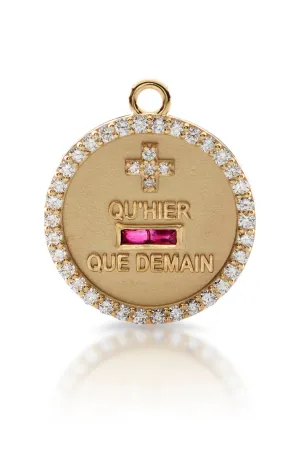 18KY Ruby and Diamond Qu'Hier Que Demain Love Token