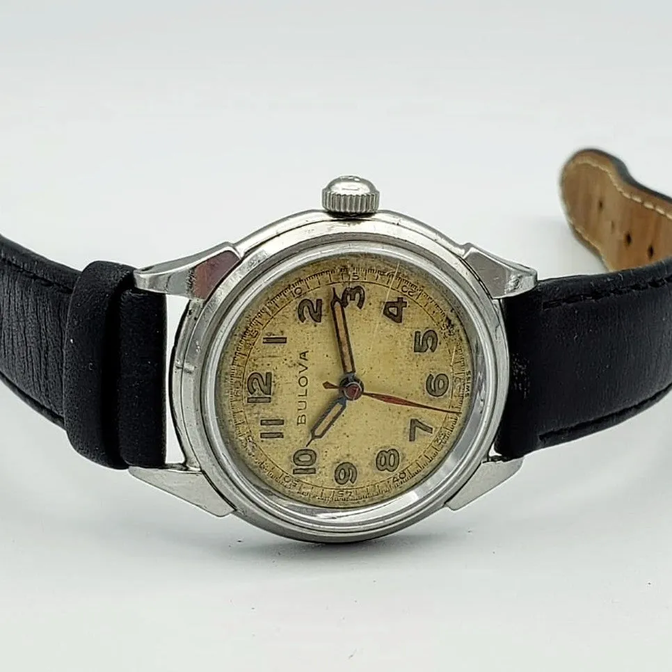 1949 BULOVA Watertite Military Style Wristwatch Swiss Caliber 10BCC 17J Watch