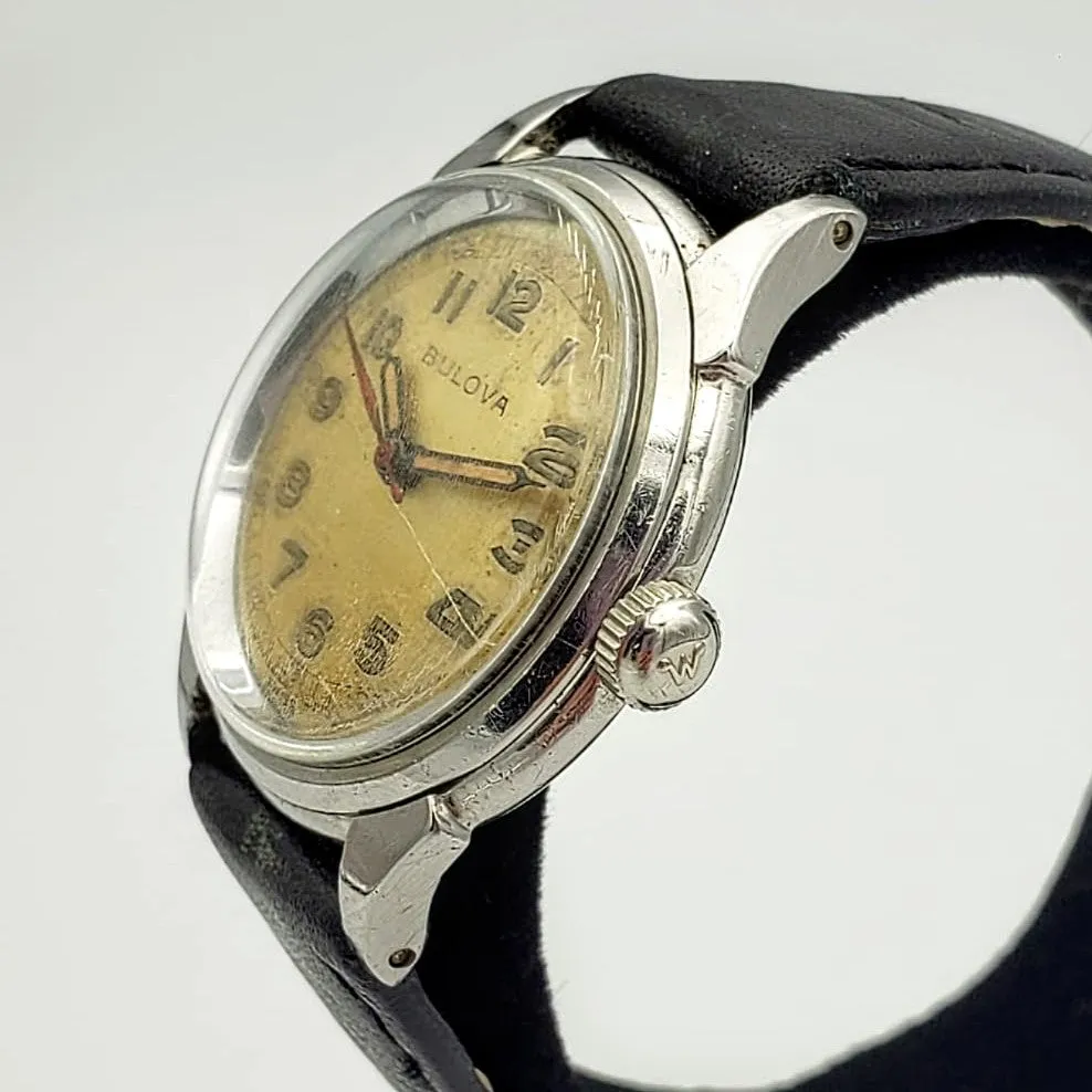 1949 BULOVA Watertite Military Style Wristwatch Swiss Caliber 10BCC 17J Watch