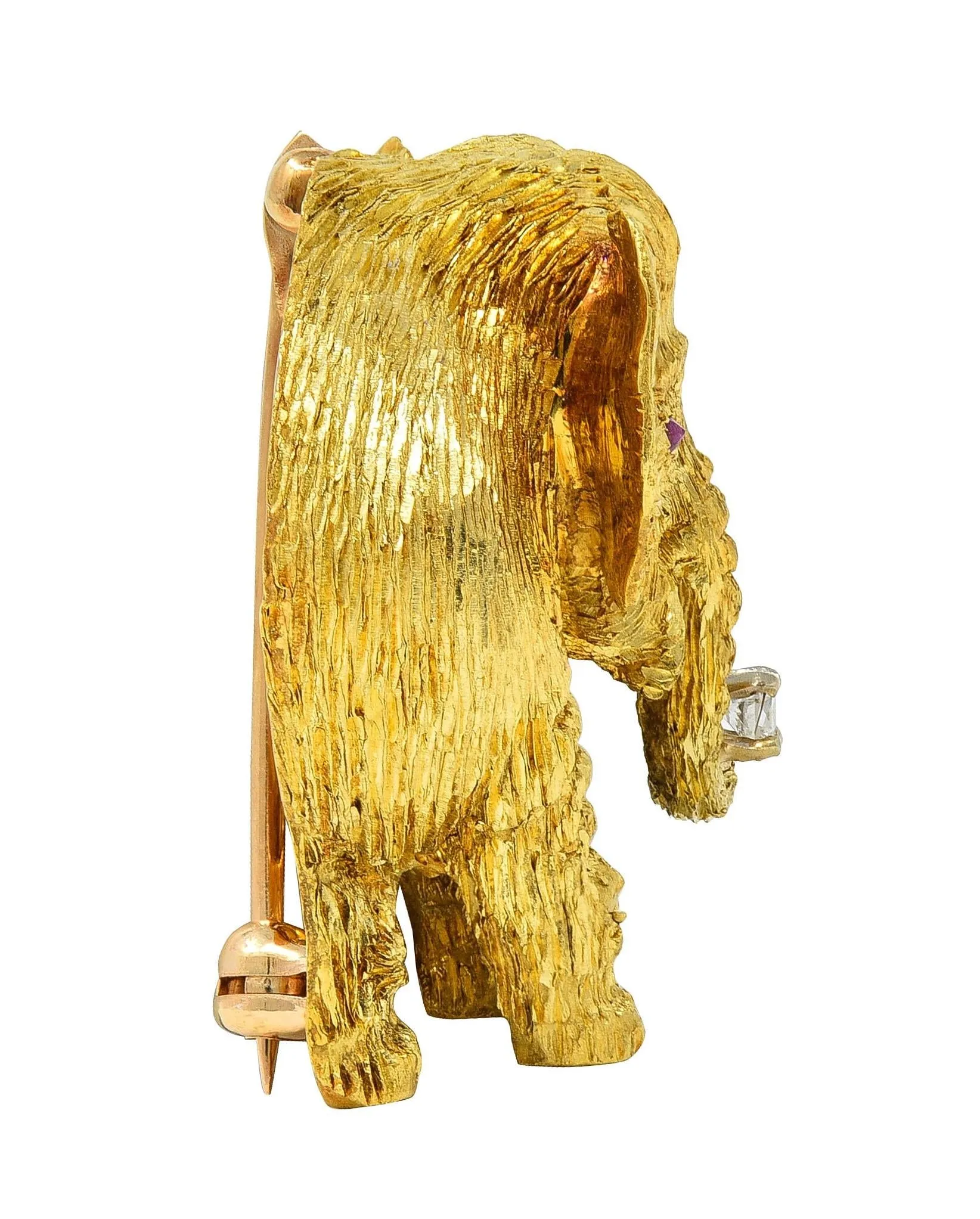1960's Ruby Diamond 18 Karat Two-Tone Gold Vintage Elephant Brooch