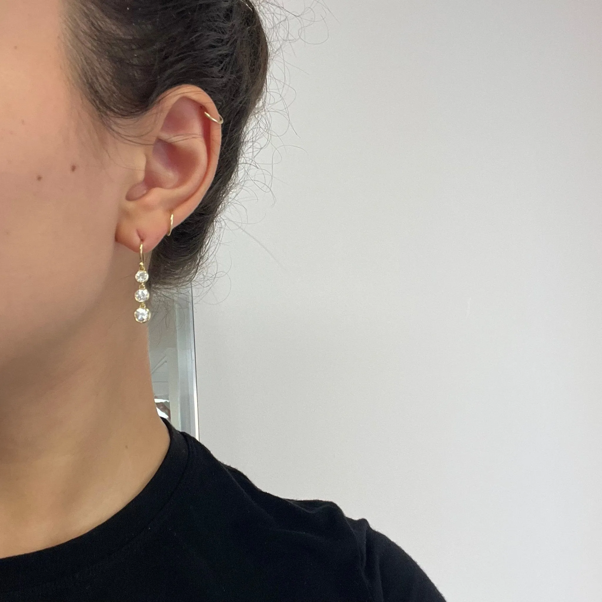 1.96ctw Old European Cut Diamond Bezel Drop Earrings