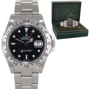 1999 Rolex Explorer II 16570 Stainless Steel Black Dial GMT 40mm Watch Box