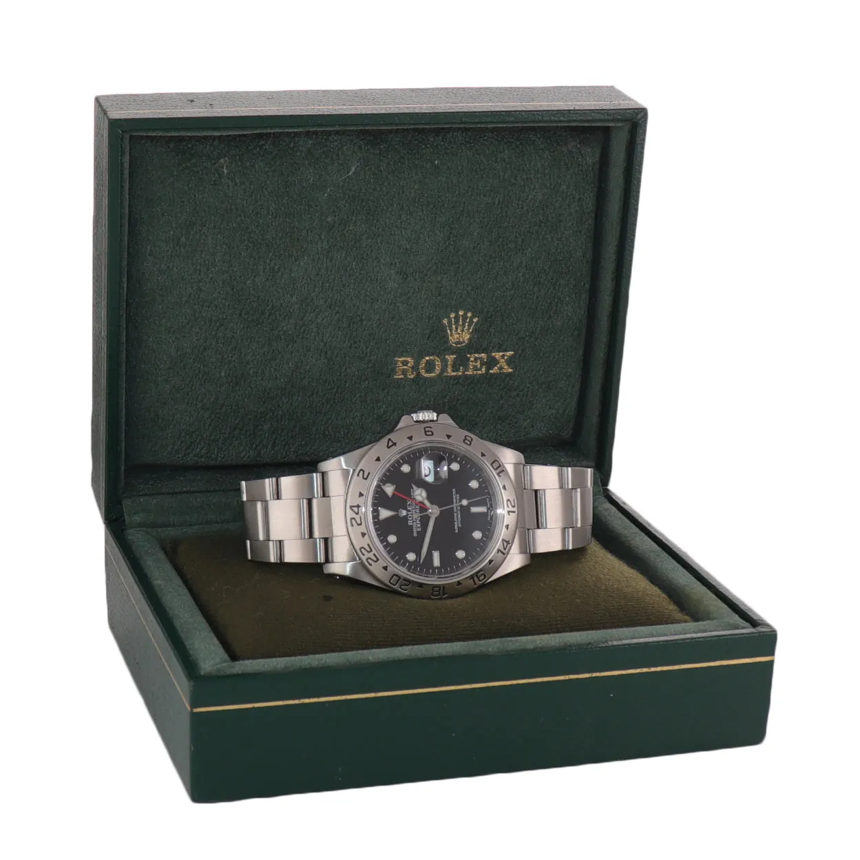 1999 Rolex Explorer II 16570 Stainless Steel Black Dial GMT 40mm Watch Box