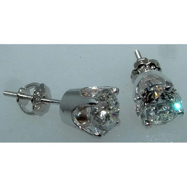 2 Carats Natural Earth Mined Diamond Studs Earrings Crown Setting Women Jewelry Round
