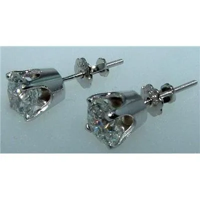 2 Carats Natural Earth Mined Diamond Studs Earrings Crown Setting Women Jewelry Round