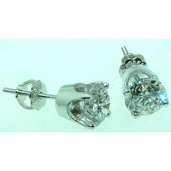 2 Carats Natural Earth Mined Diamond Studs Earrings Crown Setting Women Jewelry Round