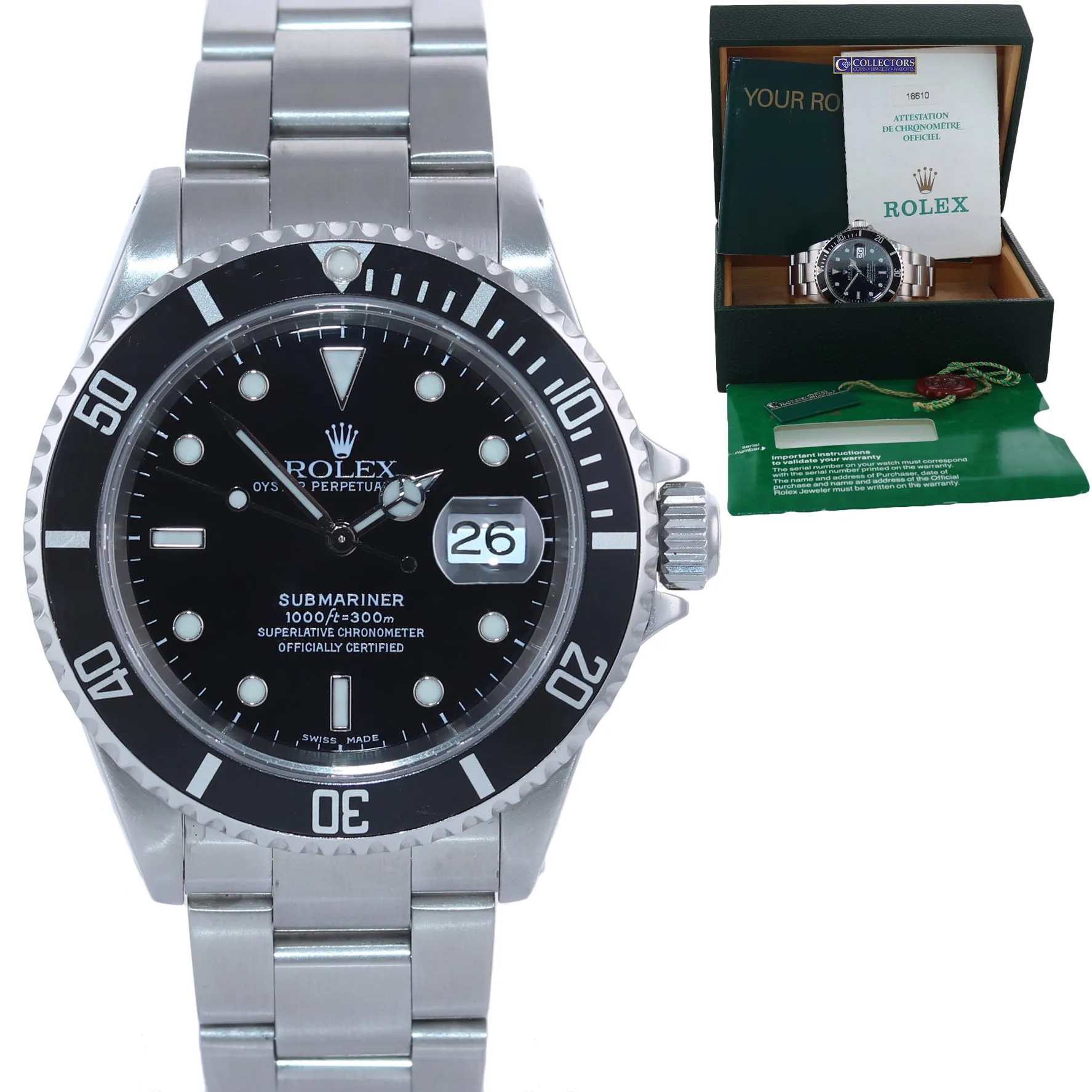 2003 PAPERS MINT Rolex Submariner Date 16610 Steel Swiss Made Watch Box