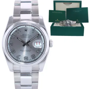 2008 Rolex DateJust Silver Concentric Arabic 116200 36mm Oyster Steel Watch Box
