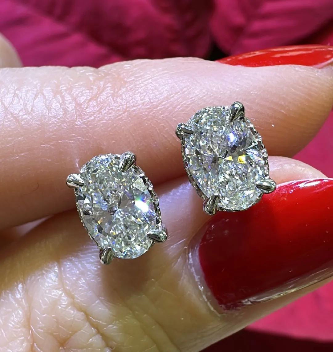 2.00ct tw Perfect Match Oval-cut Lab-grown Diamond Stud Earrings