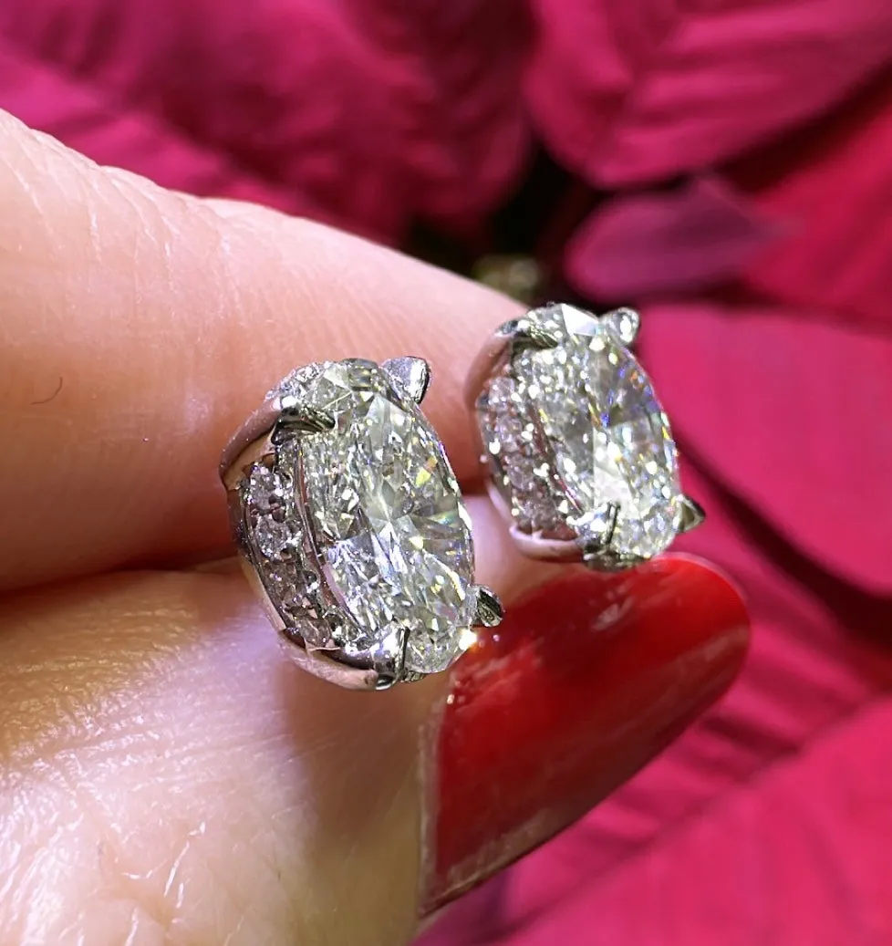2.00ct tw Perfect Match Oval-cut Lab-grown Diamond Stud Earrings