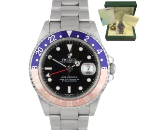 2010 BOX PAPERS Rolex GMT-Master II PEPSI Z SERIAL NO HOLES 16710 Steel Watch