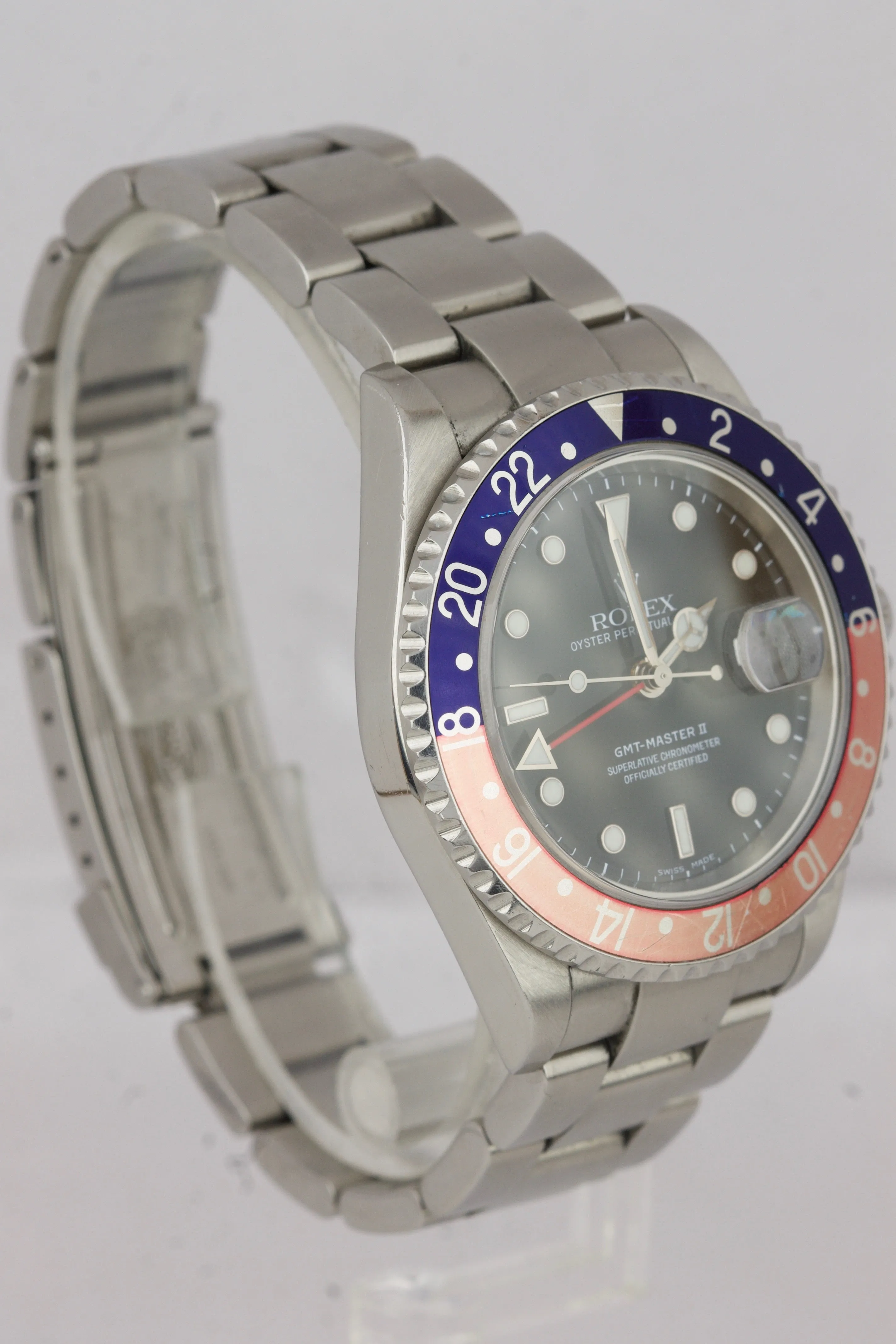 2010 BOX PAPERS Rolex GMT-Master II PEPSI Z SERIAL NO HOLES 16710 Steel Watch