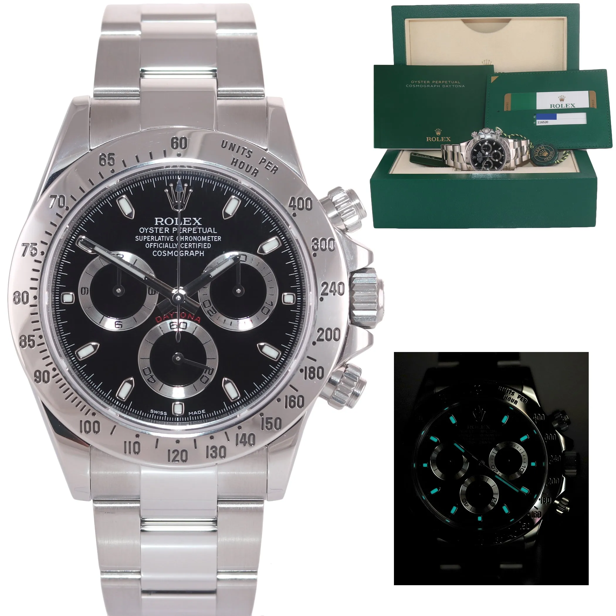 2015 PAPERS CHROMALIGHT Rolex Daytona 116520 Black Steel 40mm Watch Box