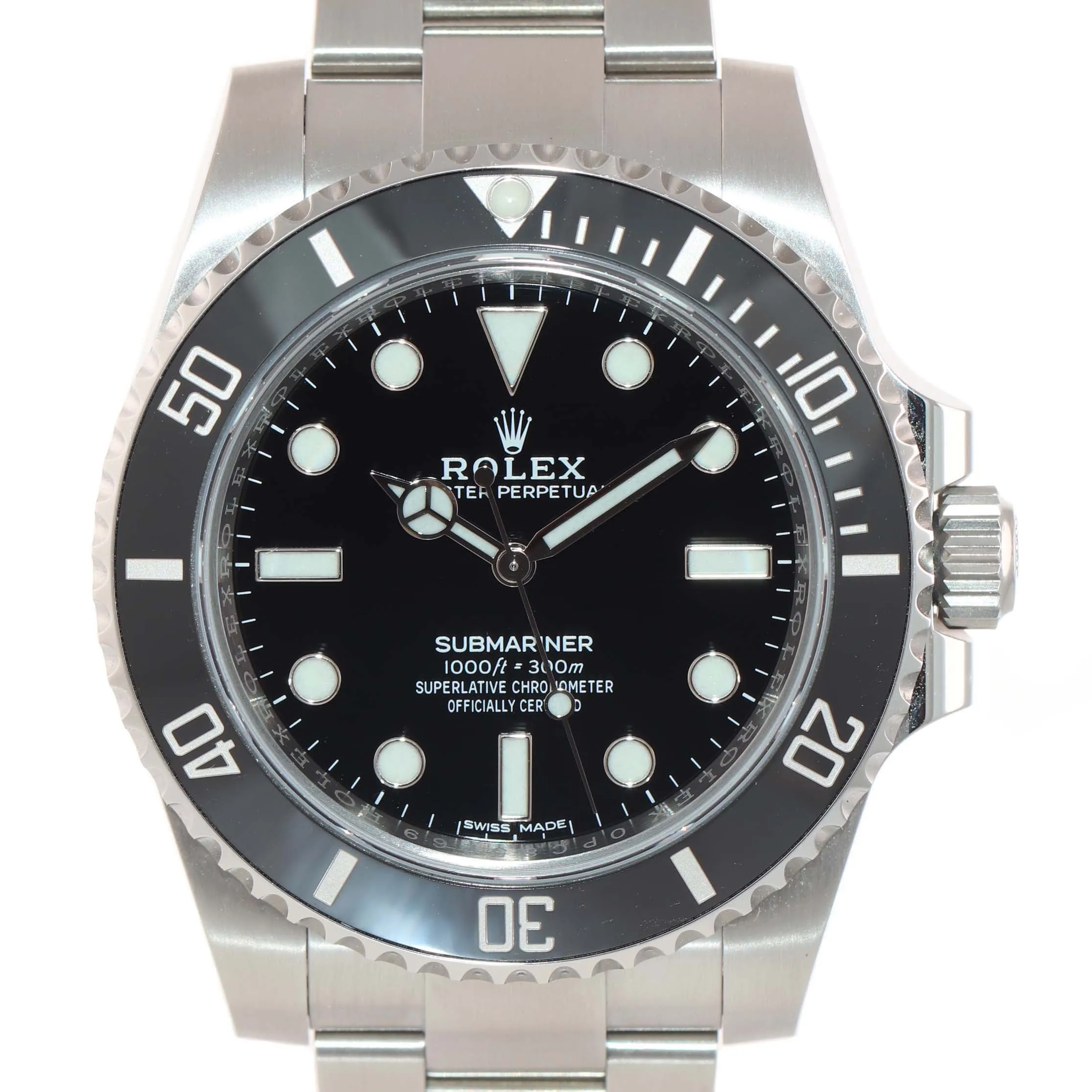 2015 PAPERS Rolex Submariner No-Date 114060 Steel Black Ceramic Watch Box