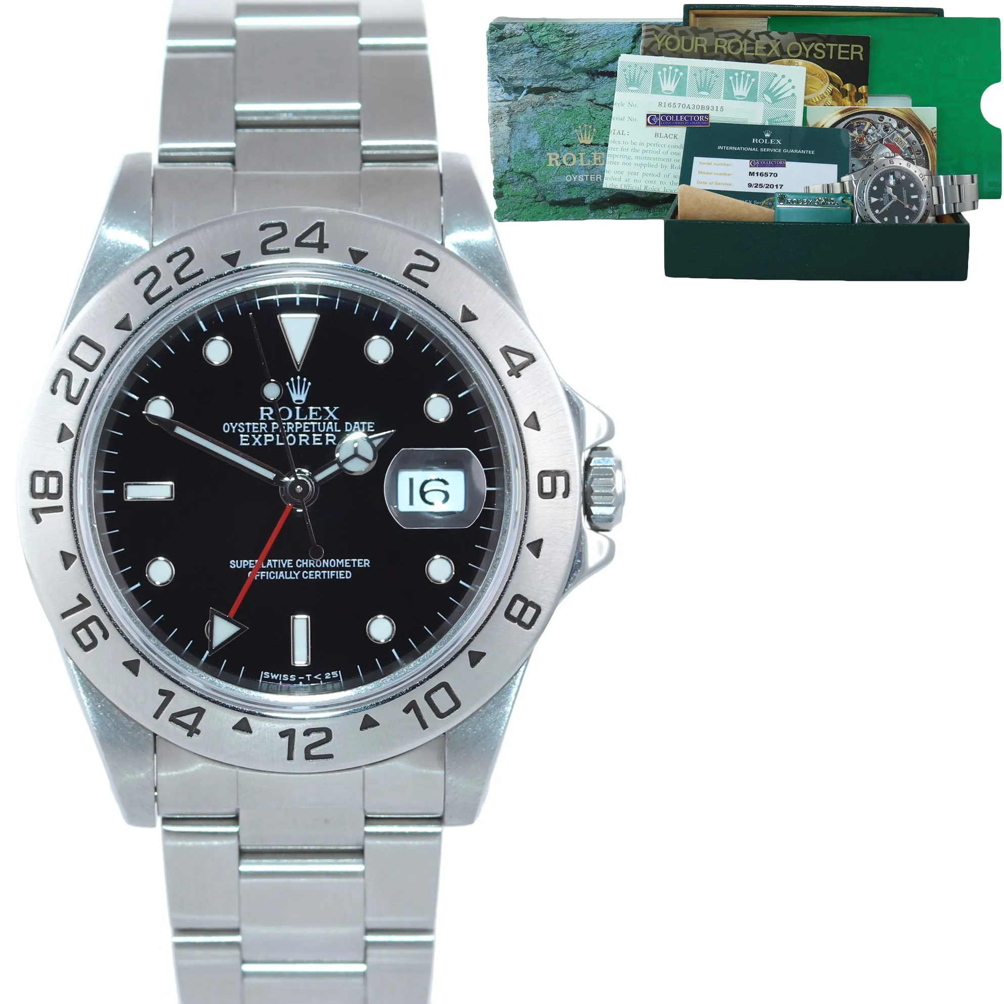 2017 RSC PAPERS TRITIUM Rolex Explorer II 16570 Steel Black Dial GMT 40mm Watch