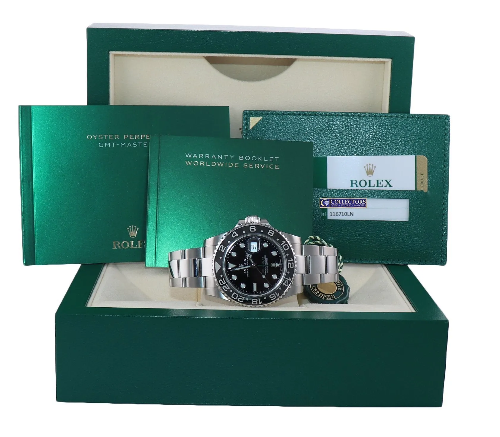 2018 PAPERS Rolex GMT Master 116710 Steel Ceramic 40mm Black Watch Box