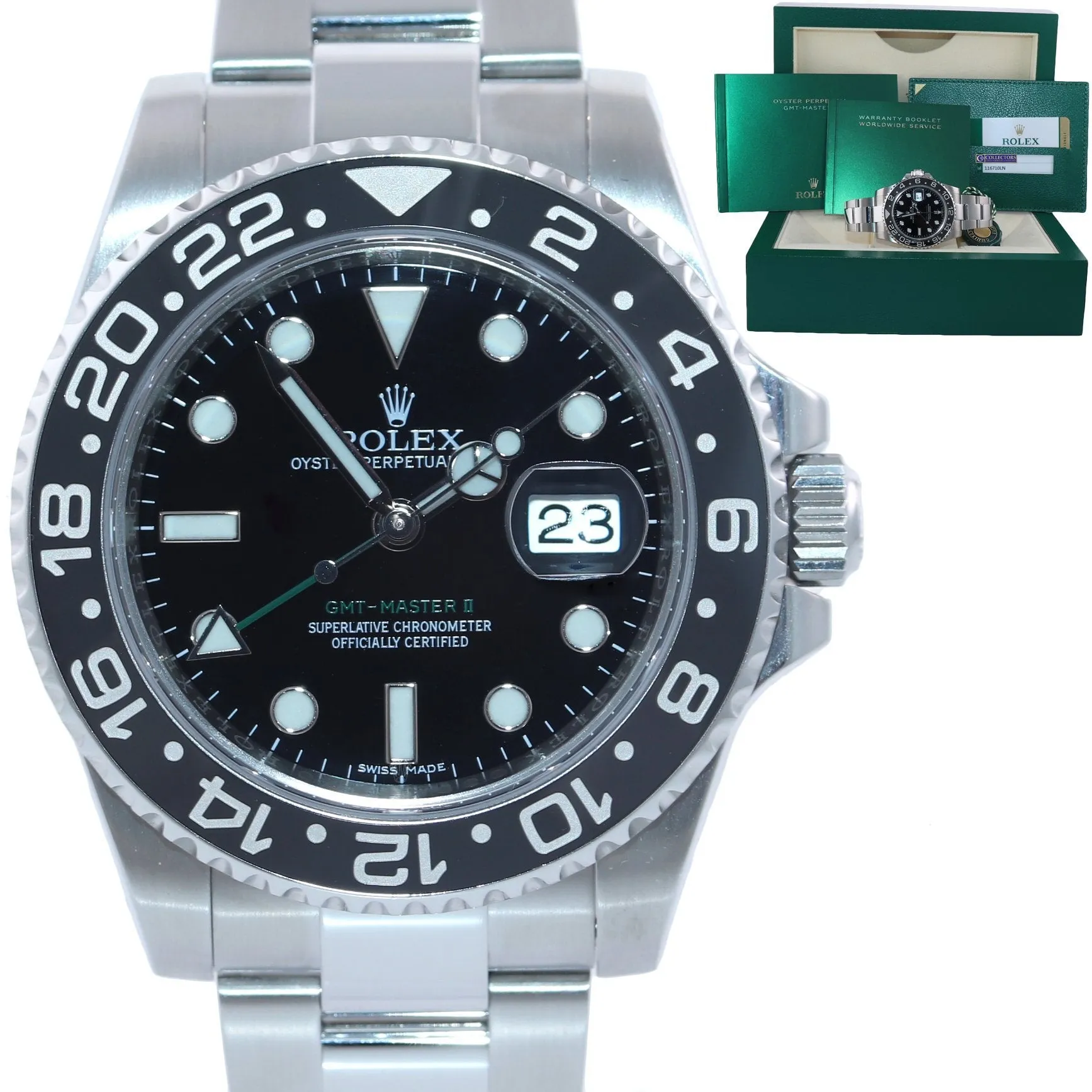 2018 PAPERS Rolex GMT Master 116710 Steel Ceramic 40mm Black Watch Box