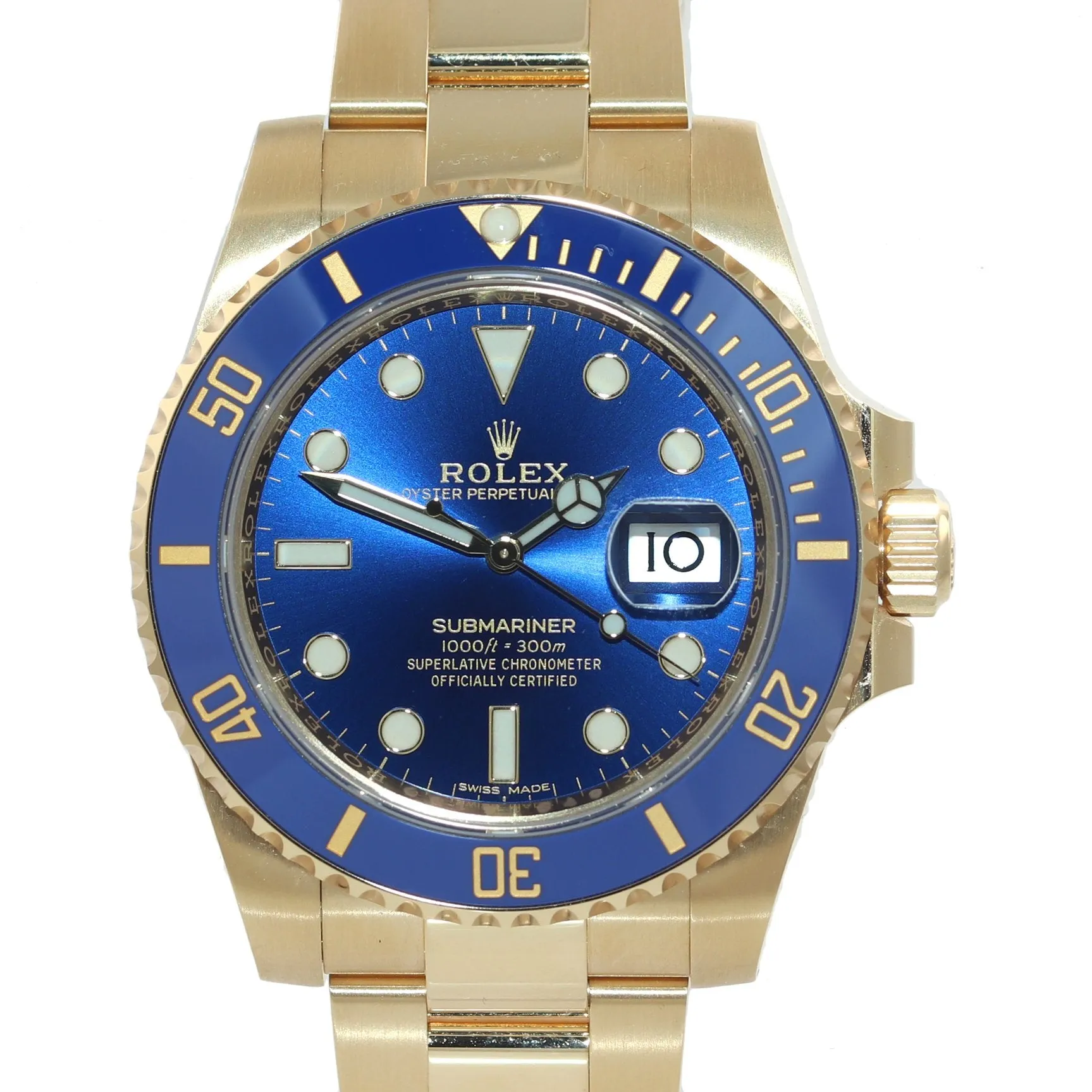 2018 PAPERS Rolex Sunburst Blue Ceramic 116618 18k Yellow Gold Watch Box