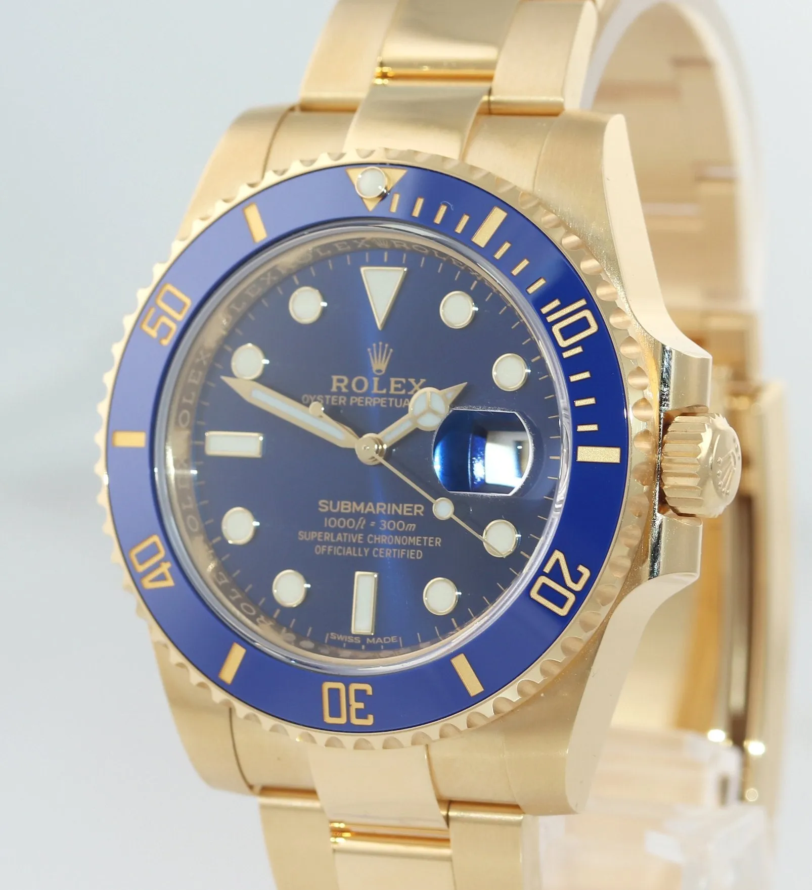 2018 PAPERS Rolex Sunburst Blue Ceramic 116618 18k Yellow Gold Watch Box