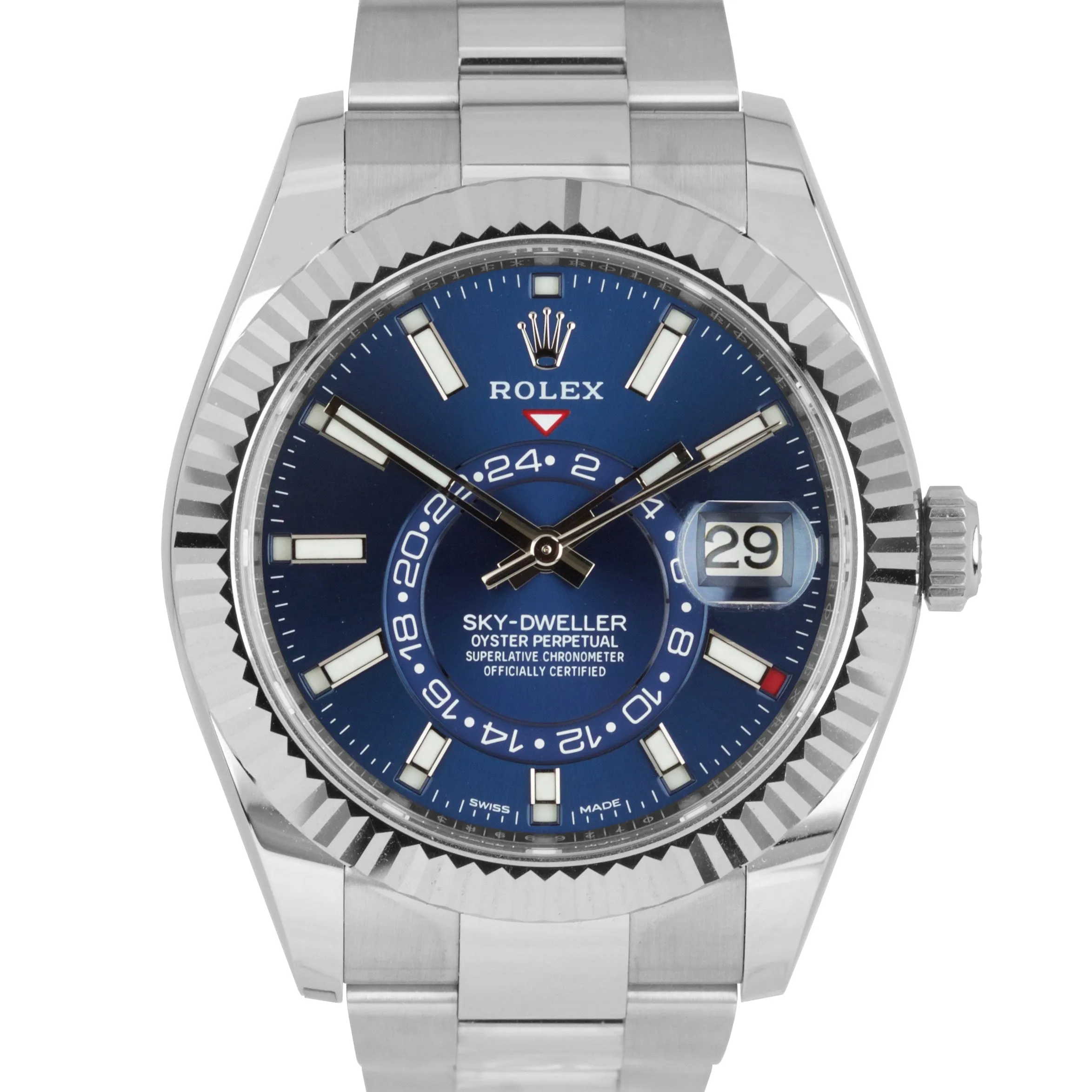 2019 MINT Rolex Sky-Dweller Stainless White Gold BLUE DIAL 42mm Watch 326934