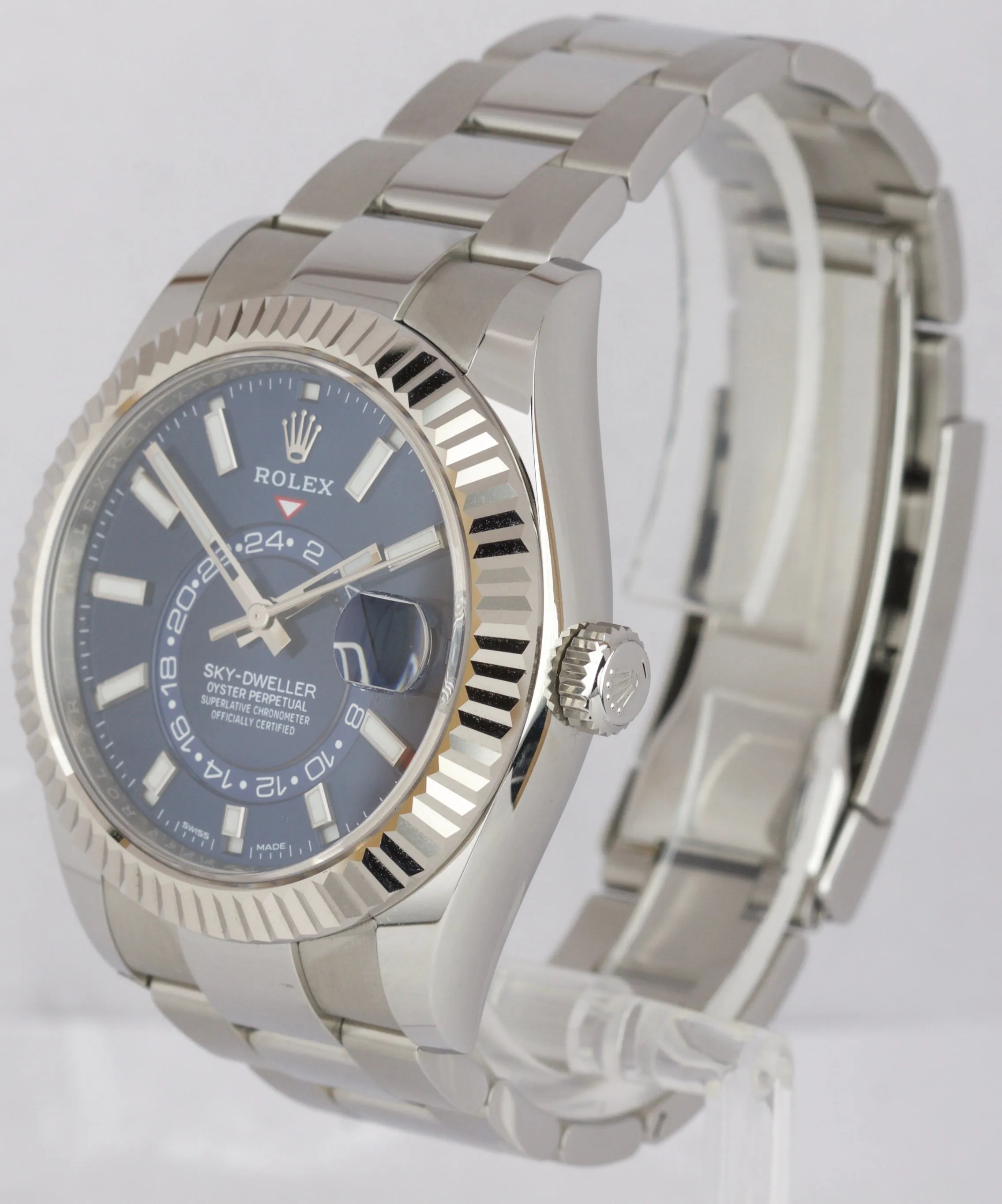 2019 MINT Rolex Sky-Dweller Stainless White Gold BLUE DIAL 42mm Watch 326934
