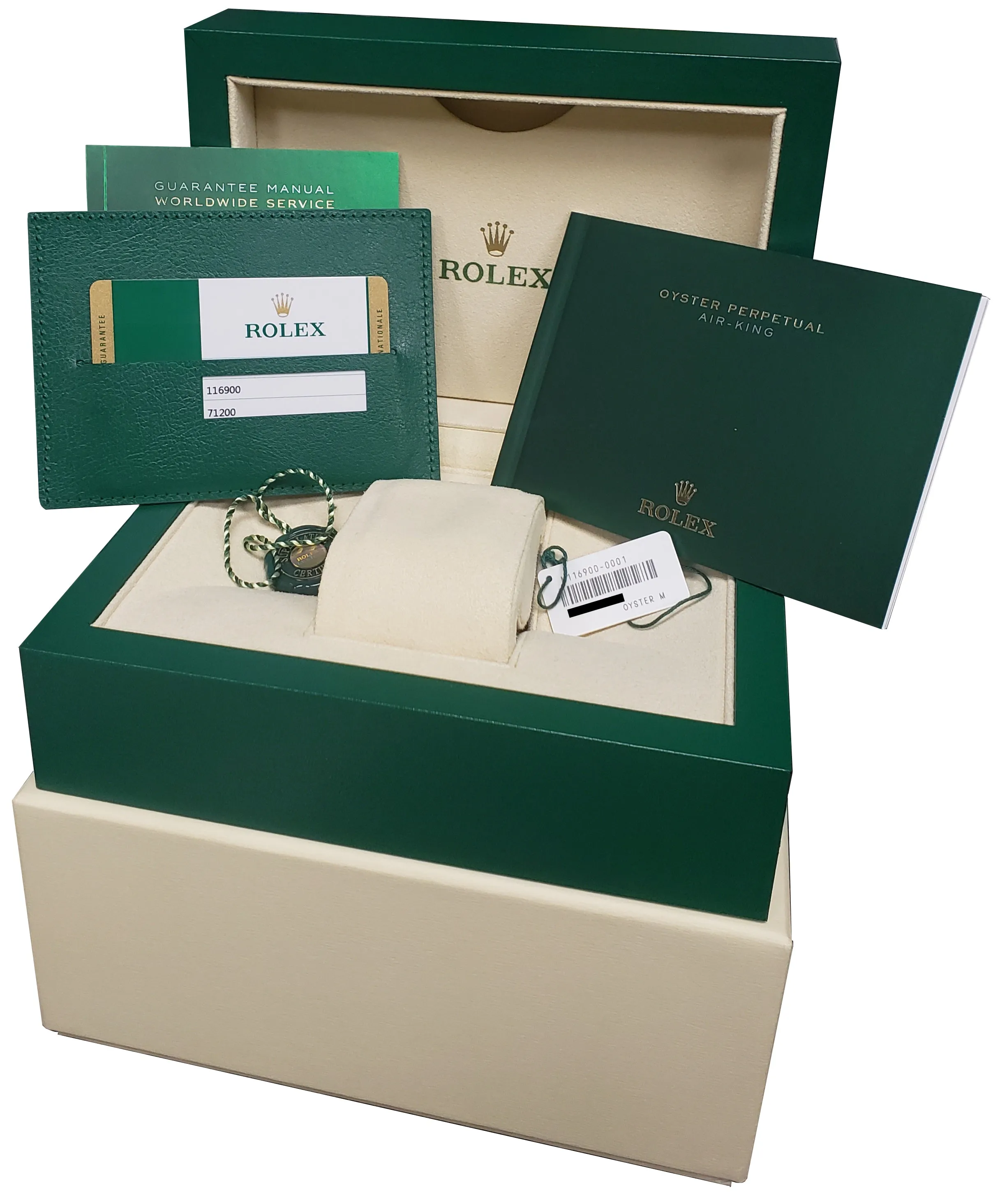 2019 Rolex Air-King 40mm Green Black Stainless Steel Arabic 116900 Watch B P