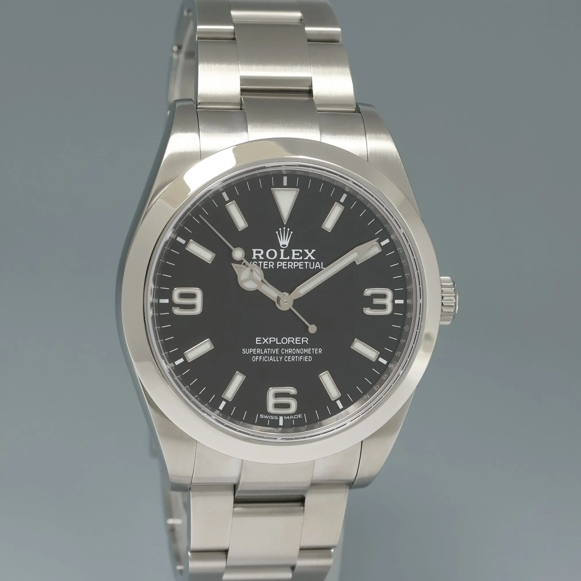 2020 NEW PAPERS Rolex 214270 Explorer Black BLUE LUME 3-6-9 Steel 39mm Watch