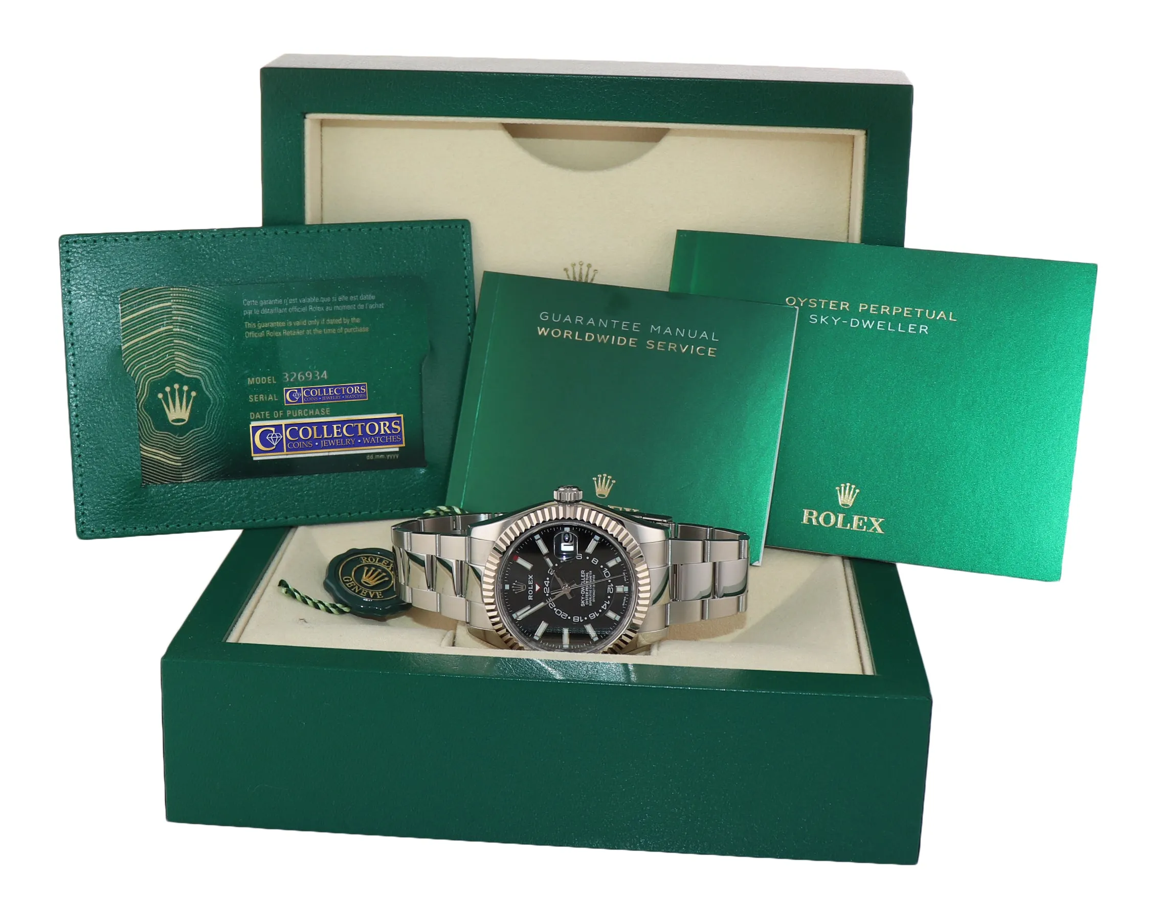 2020 NEW PAPERS Rolex Sky-Dweller Stainless White Gold Black 326934 42mm Watch