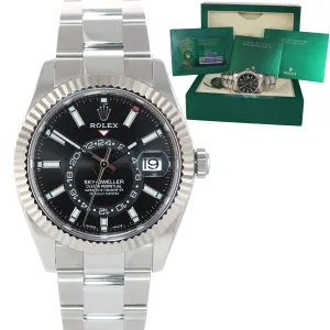 2020 NEW PAPERS Rolex Sky-Dweller Stainless White Gold Black 326934 42mm Watch