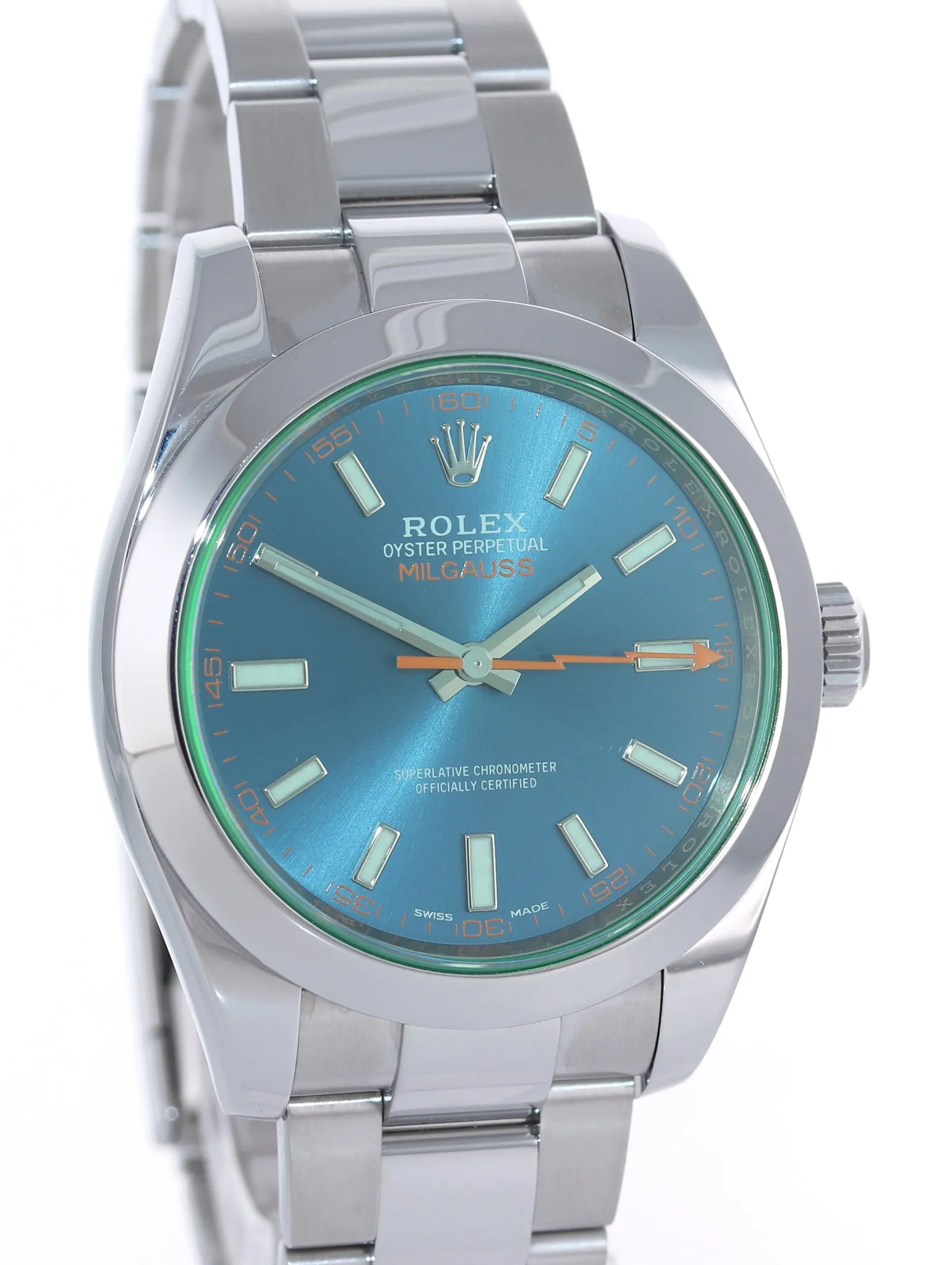 2021 NEW PAPERS Rolex Milgauss Blue Anniversary Green 116400GV Steel Watch Box