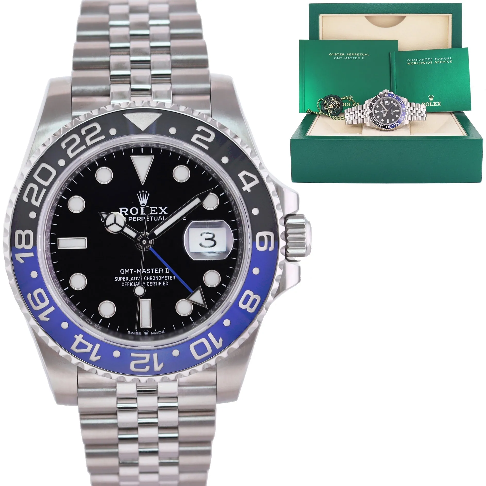 2023 NEW Rolex GMT Master II Batman Blue Jubilee Ceramic 126710BLNR Watch Box