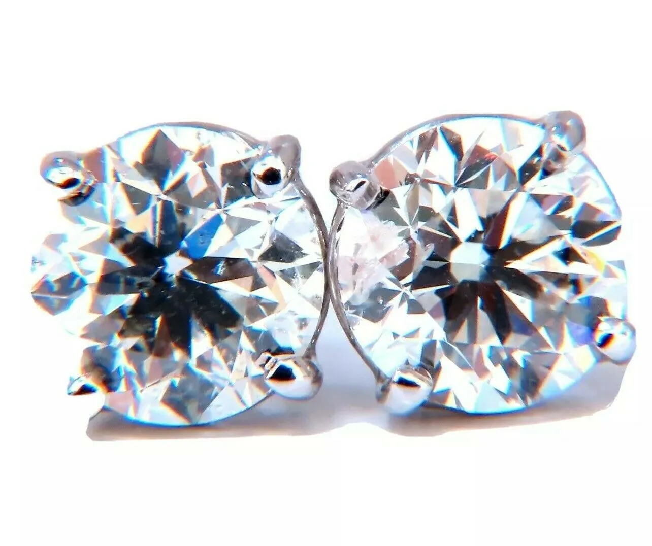 2.02ct Natural round brilliant diamond stud earrings 14 karat classic H/SI2