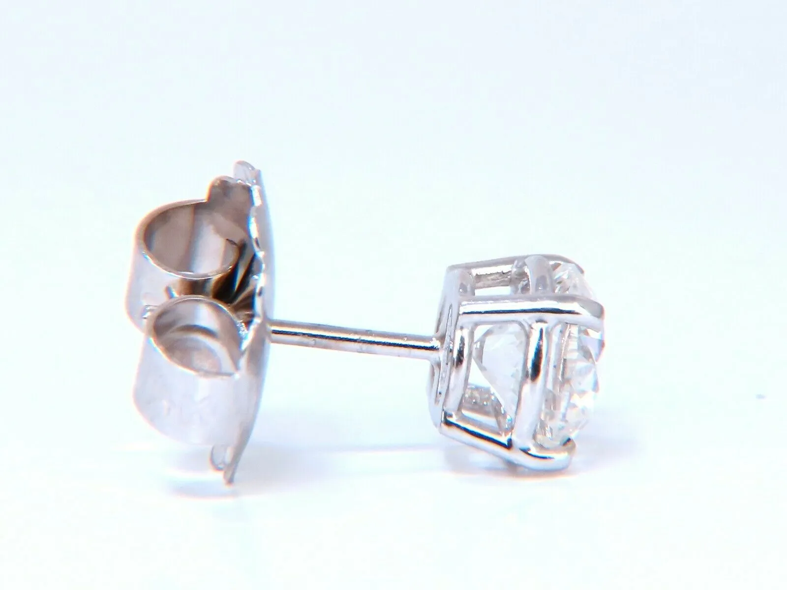 2.02ct Natural round brilliant diamond stud earrings 14 karat classic H/SI2