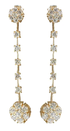 2.05 Carat Natural Diamond 14K Yellow Gold Earrings