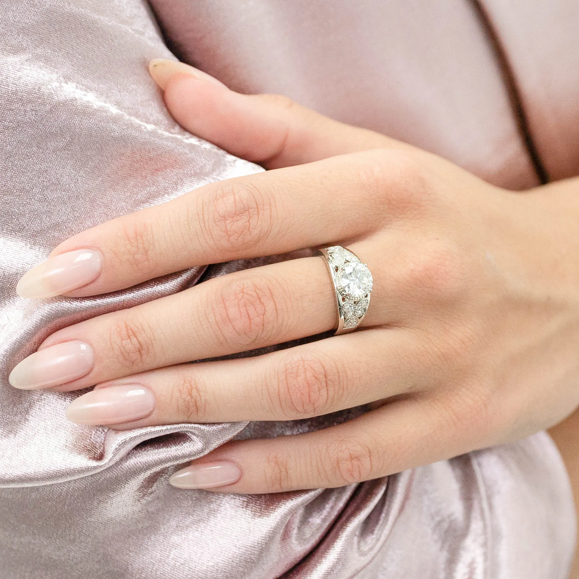 2.11 d.e.w cts Margaret Moissanite Ring
