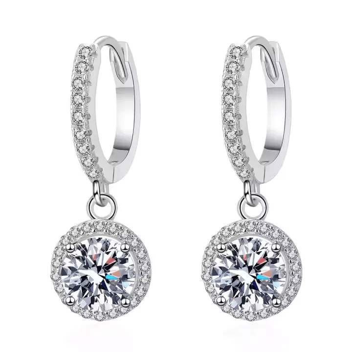 2.160Ct Round Cut Moissanite Drops Earring