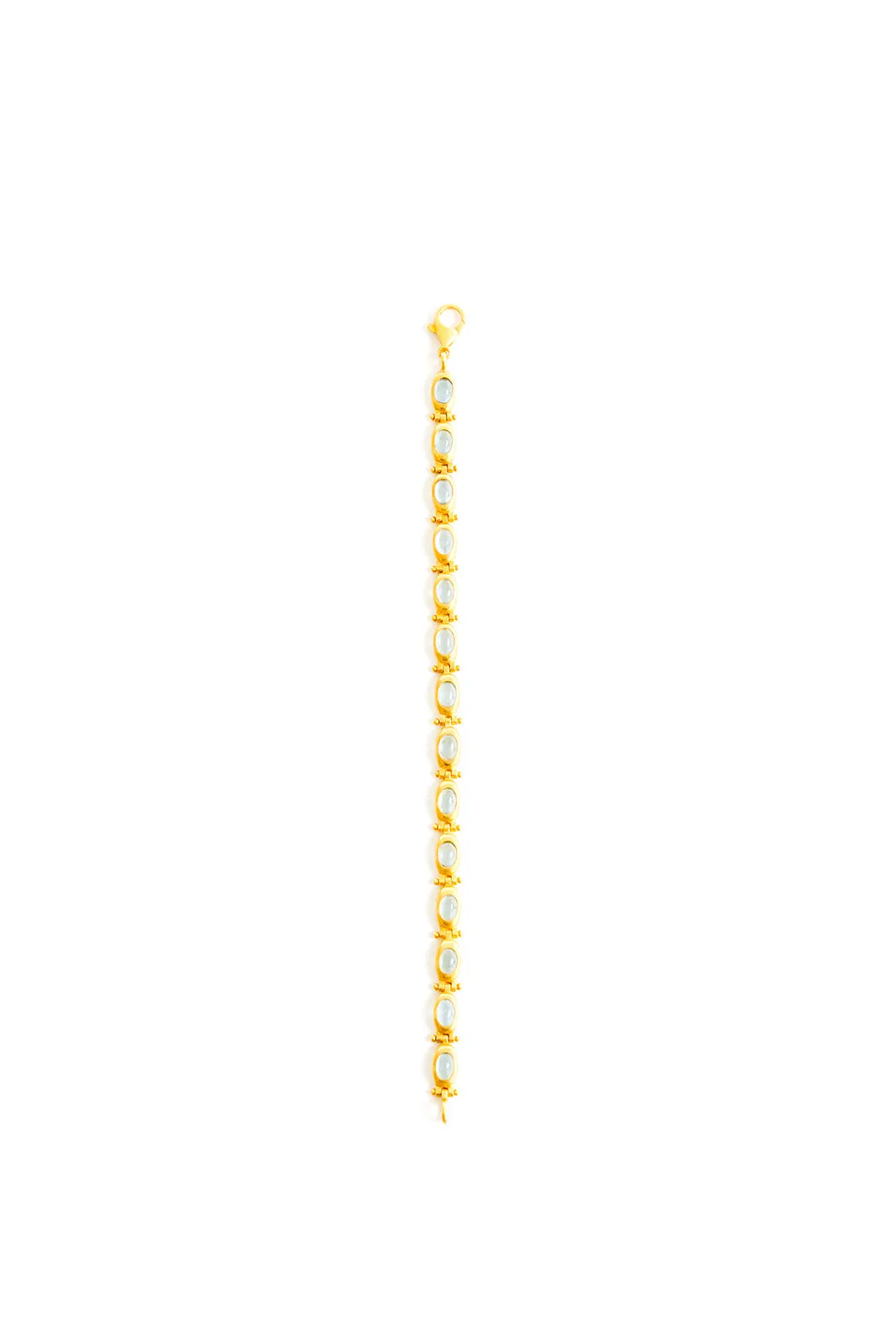 22K Yellow Gold Hinge Link Bracelet with Aqua Cabochon
