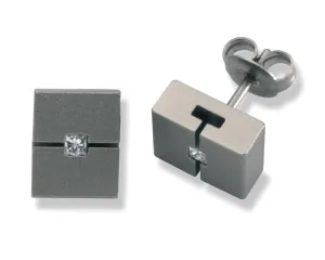 24244-01 TeNo Titanium Earrings with Princess Cut Diamonds
