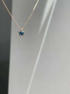 .25 Carat Deep Blue Sapphire Heart cut gem necklace