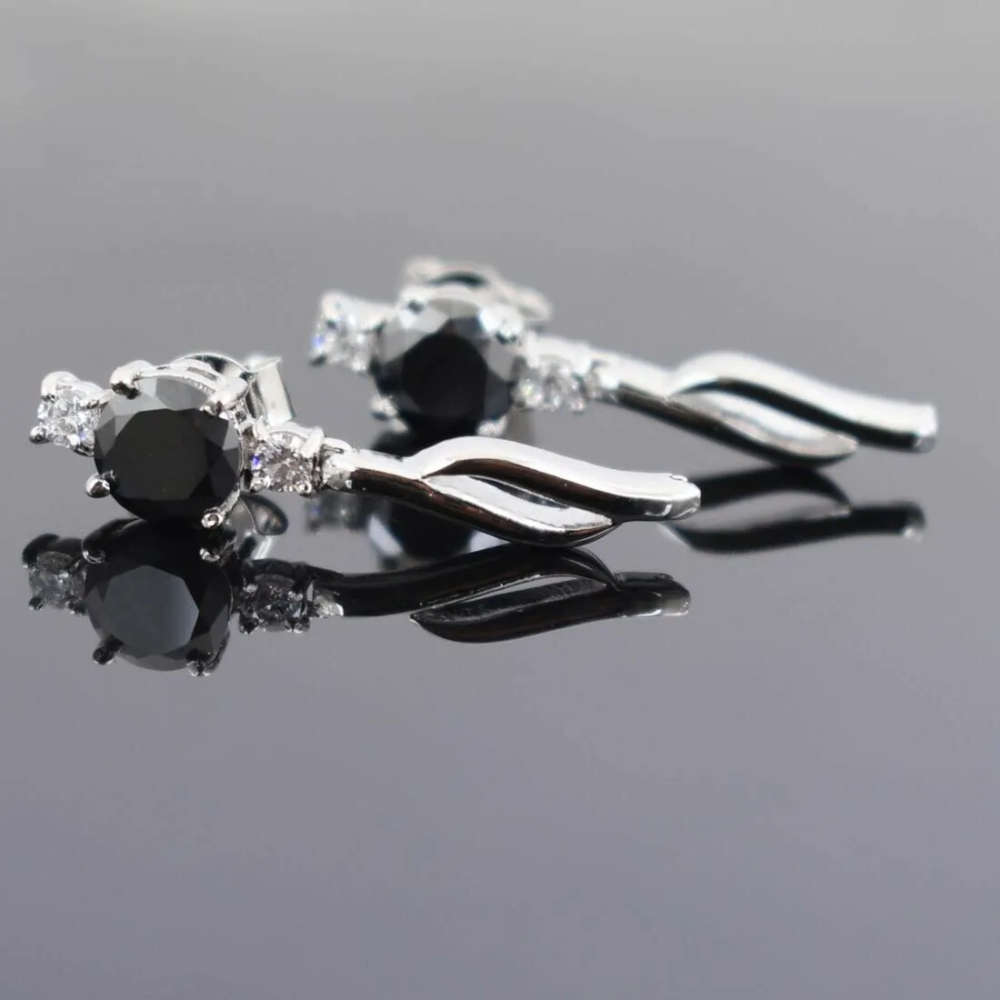2.60 Ct Certified Black Diamond Stud In Dangler Style with Diamond Accents, Amazing Collection with Great Design