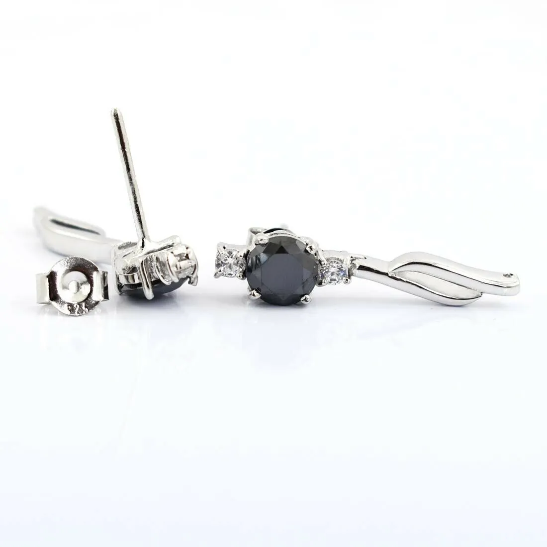 2.60 Ct Certified Black Diamond Stud In Dangler Style with Diamond Accents, Amazing Collection with Great Design