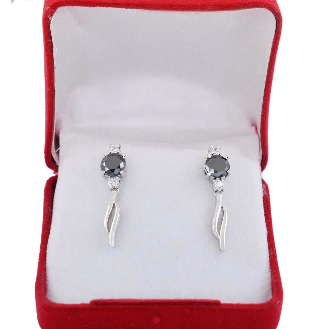 2.60 Ct Certified Black Diamond Stud In Dangler Style with Diamond Accents, Amazing Collection with Great Design