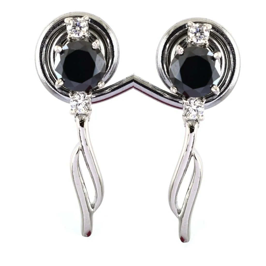 2.60 Ct Certified Black Diamond Stud In Dangler Style with Diamond Accents, Amazing Collection with Great Design